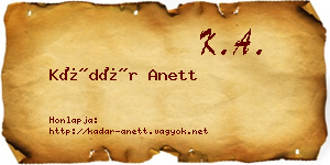 Kádár Anett névjegykártya